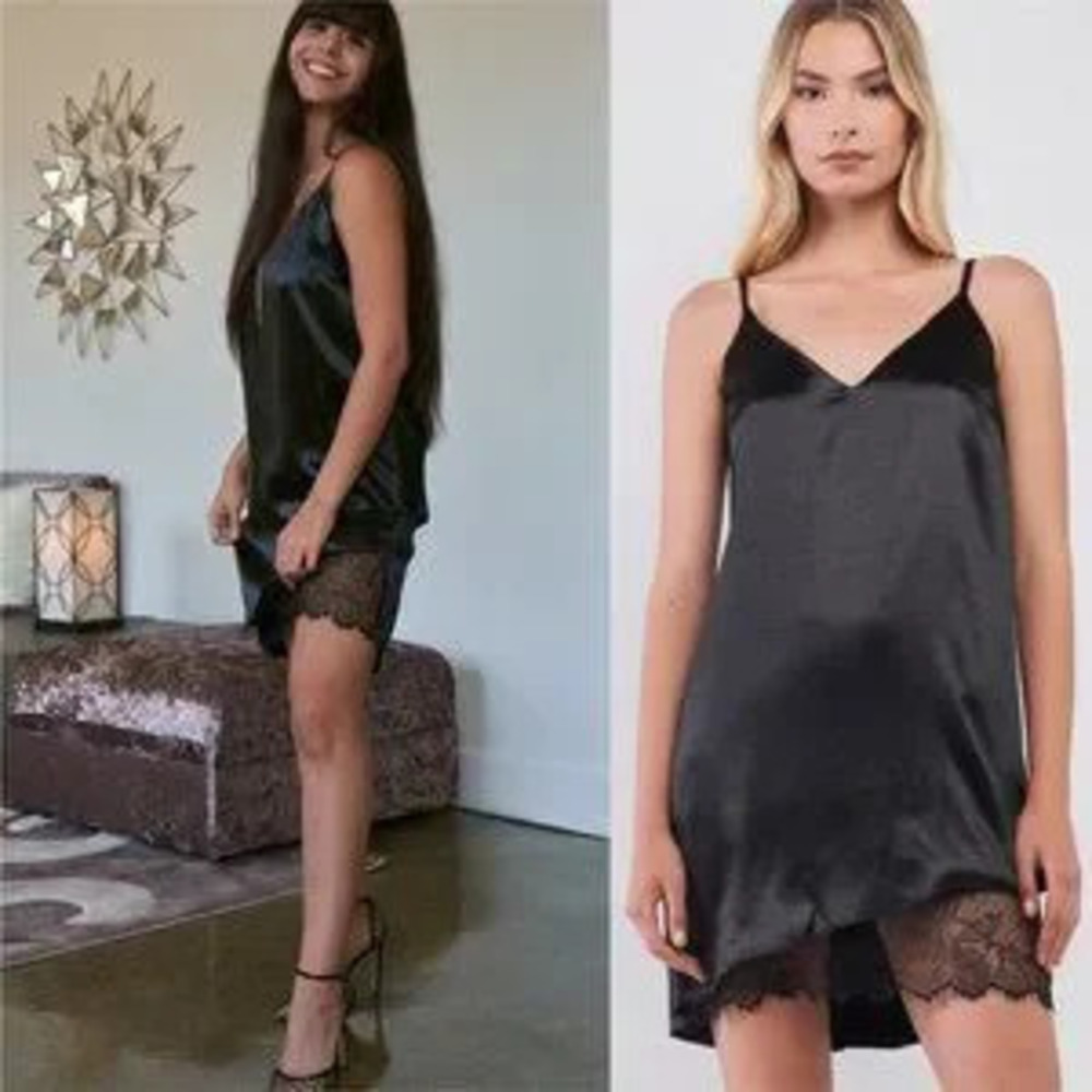 ZARA Black Satin Sleeveless Mini Dr4ess